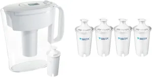 Brita Small 6 Cup Water Filter Pitcher, Made Without BPA, White, Metro, 4 Count Standard Replacement Filters