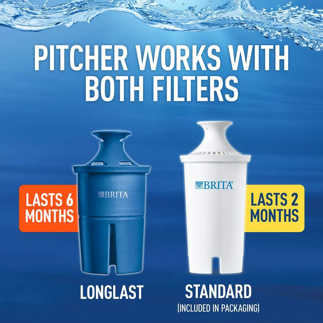 Brita Space Saver Water Filter Pitcher-Black-6 Cup