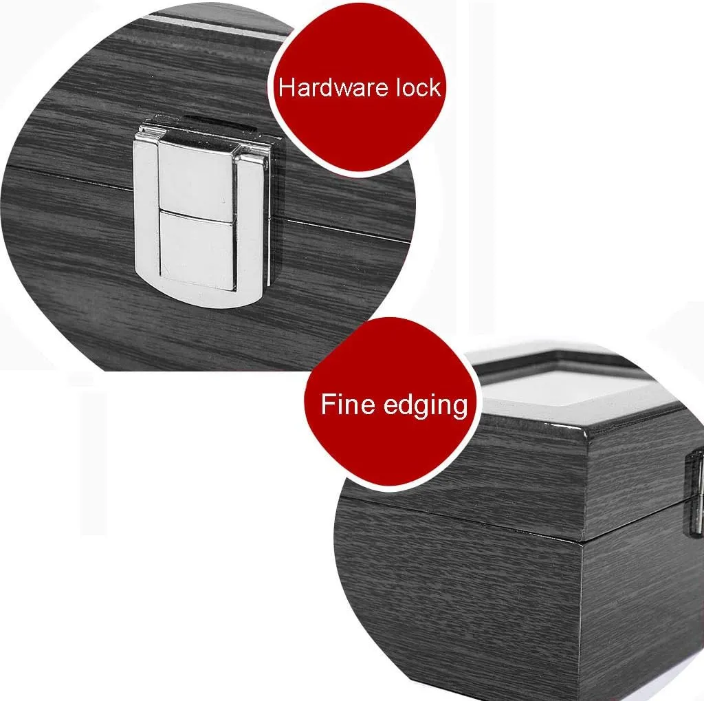 Brown Watch Box - Mens Watch Display Case 6/10/12 Slot Solid Wood Watch Display Box Organizer Glass Holder for Jewelry Storage and Decoration