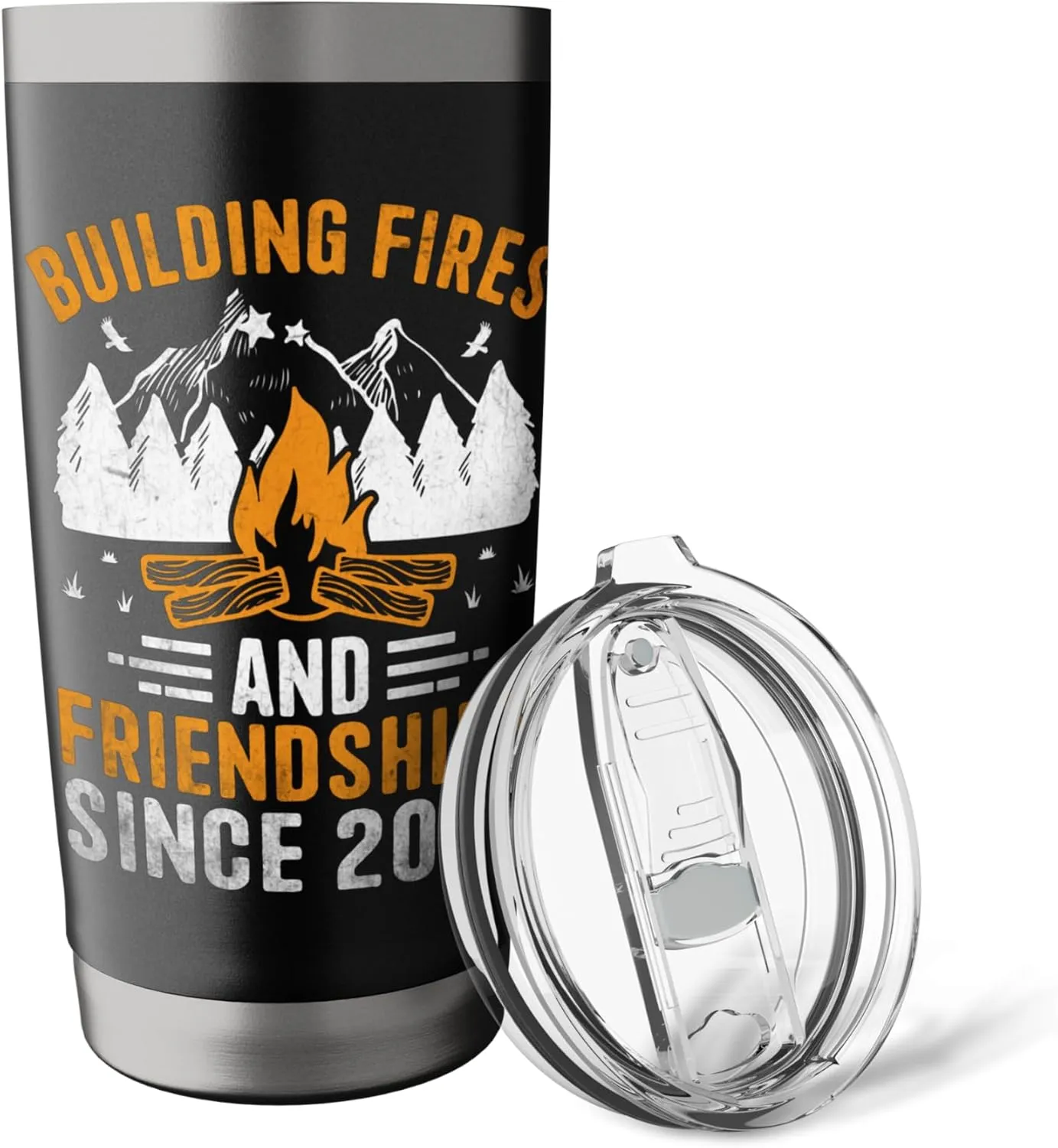 Building Fires And Friendships Since 2008 Camping Scout Stainless Steel Insulated Tumbler