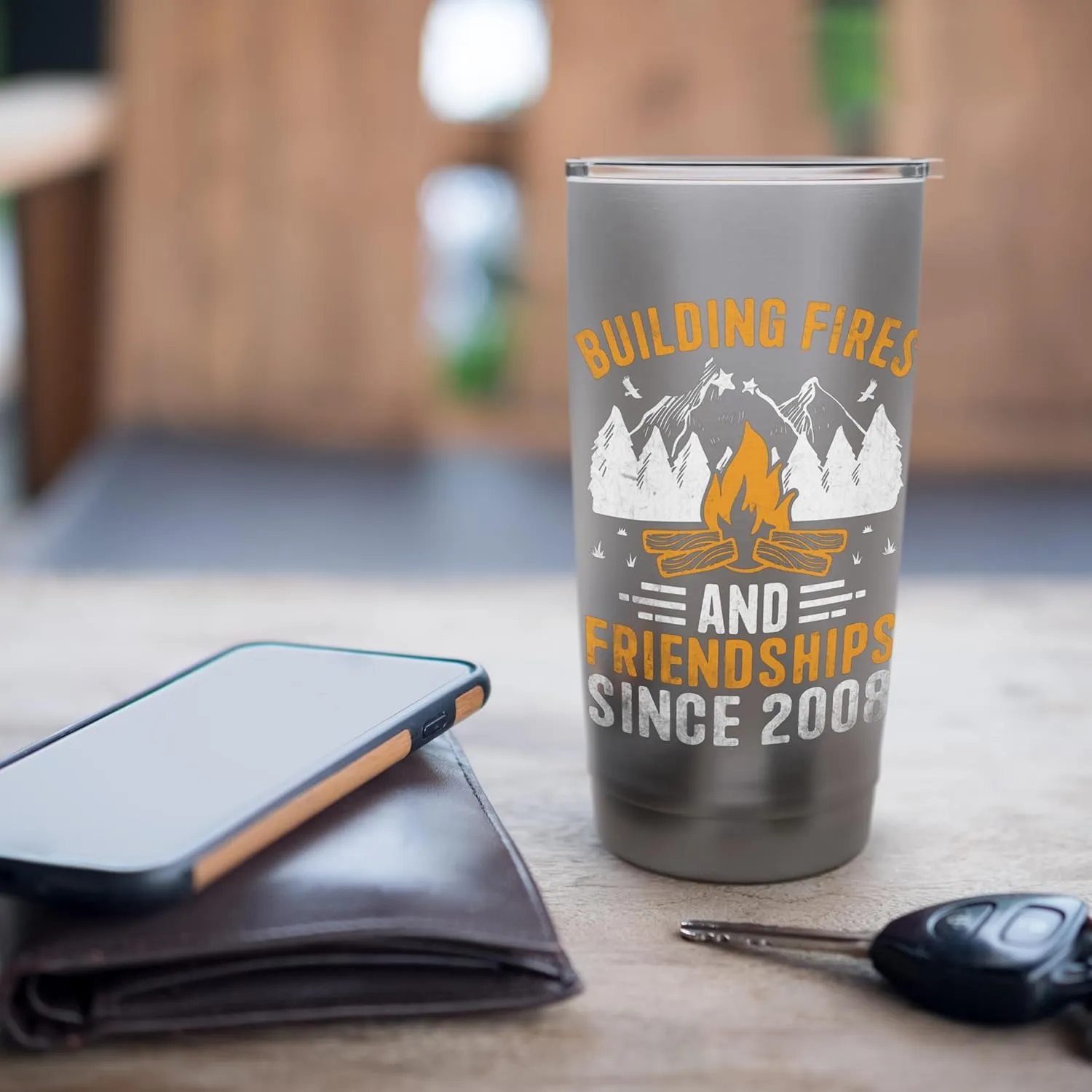 Building Fires And Friendships Since 2008 Camping Scout Stainless Steel Insulated Tumbler