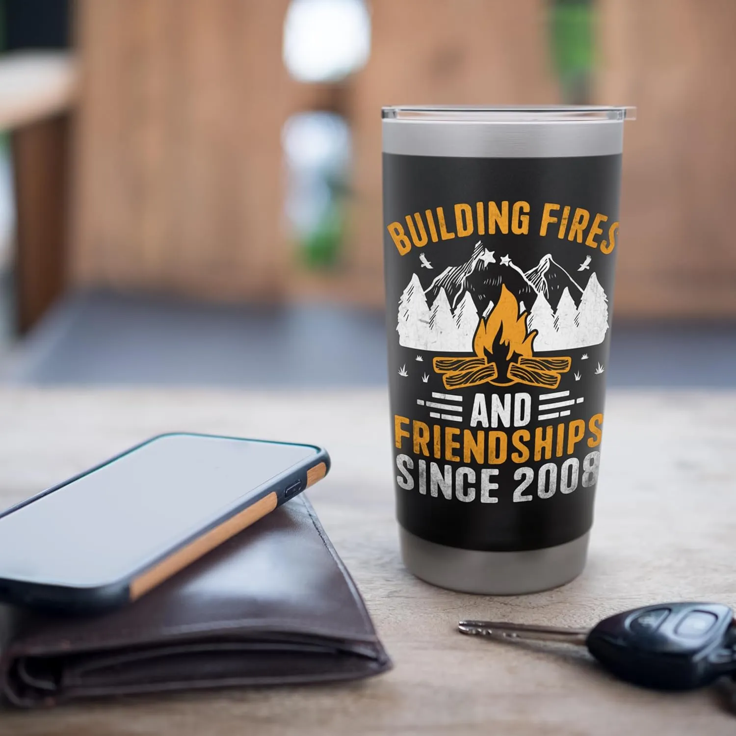 Building Fires And Friendships Since 2008 Camping Scout Stainless Steel Insulated Tumbler