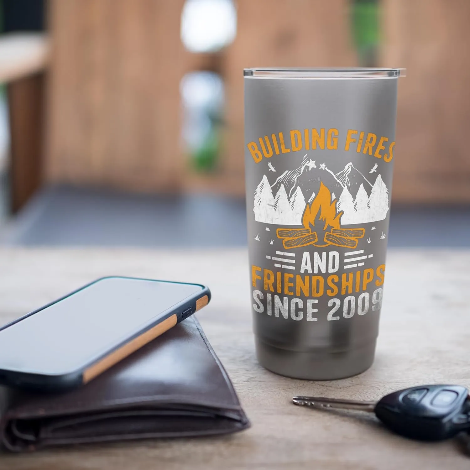 Building Fires And Friendships Since 2009 Camping Scout Stainless Steel Insulated Tumbler