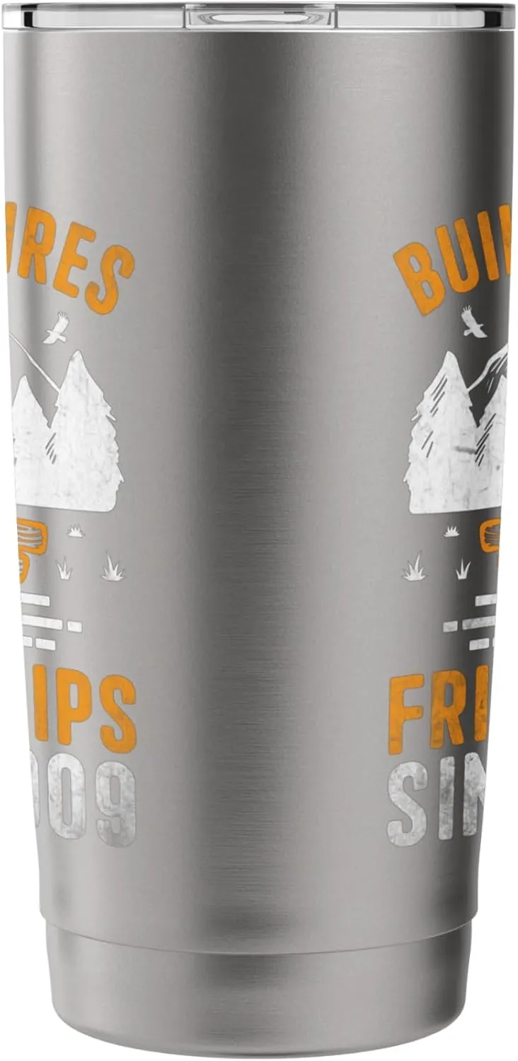 Building Fires And Friendships Since 2009 Camping Scout Stainless Steel Insulated Tumbler