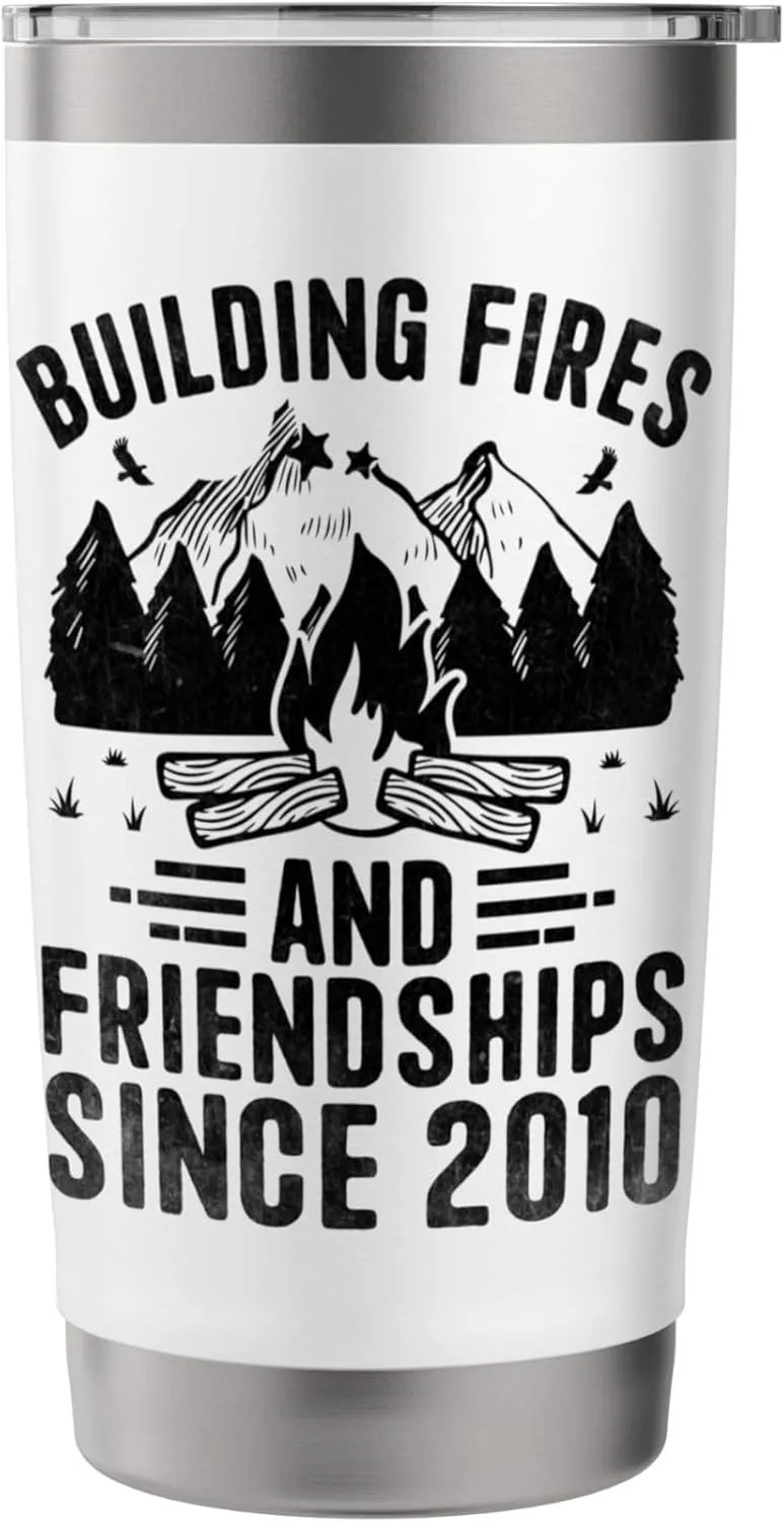 Building Fires And Friendships Since 2010 Camping Scout Stainless Steel Insulated Tumbler