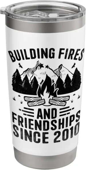 Building Fires And Friendships Since 2010 Camping Scout Stainless Steel Insulated Tumbler