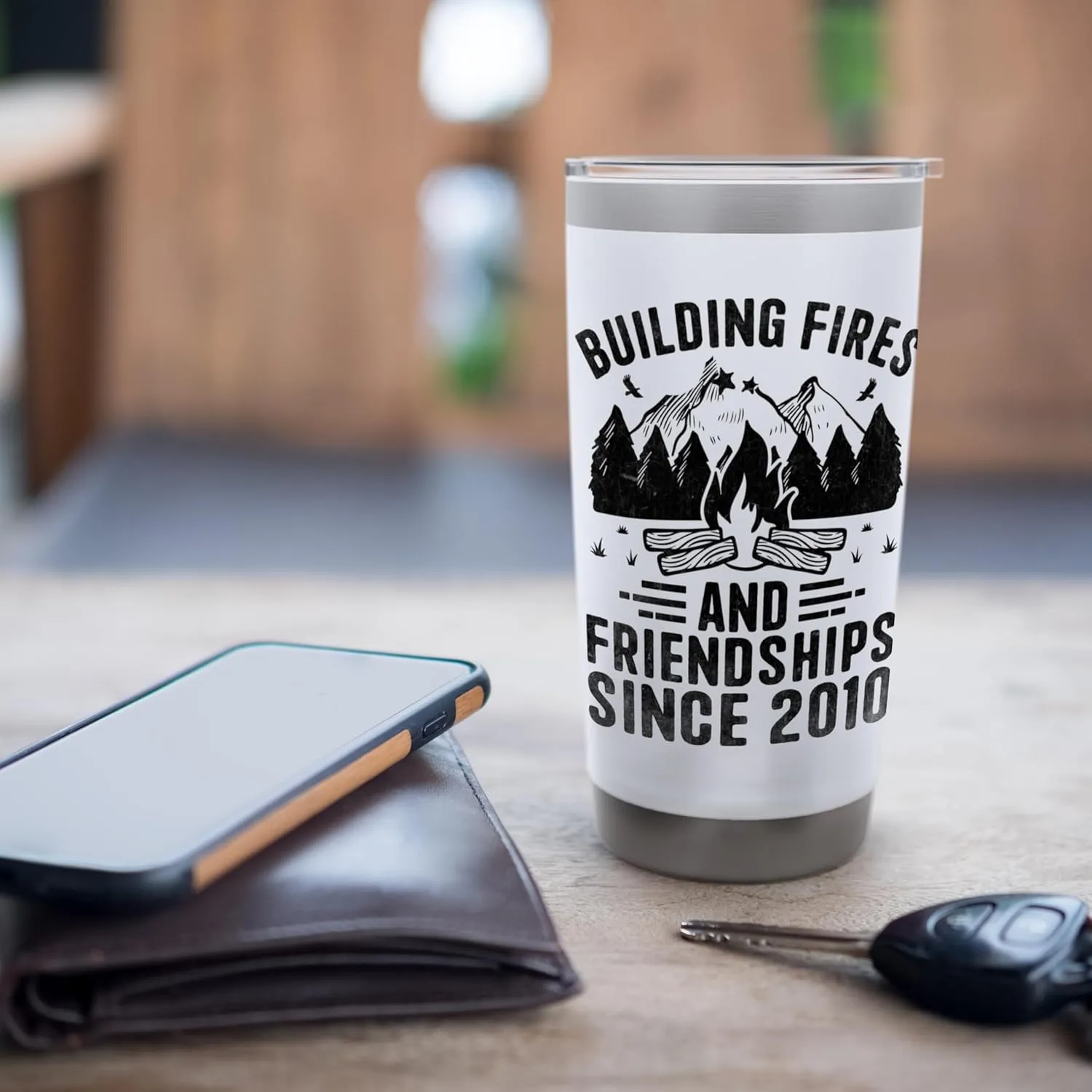 Building Fires And Friendships Since 2010 Camping Scout Stainless Steel Insulated Tumbler