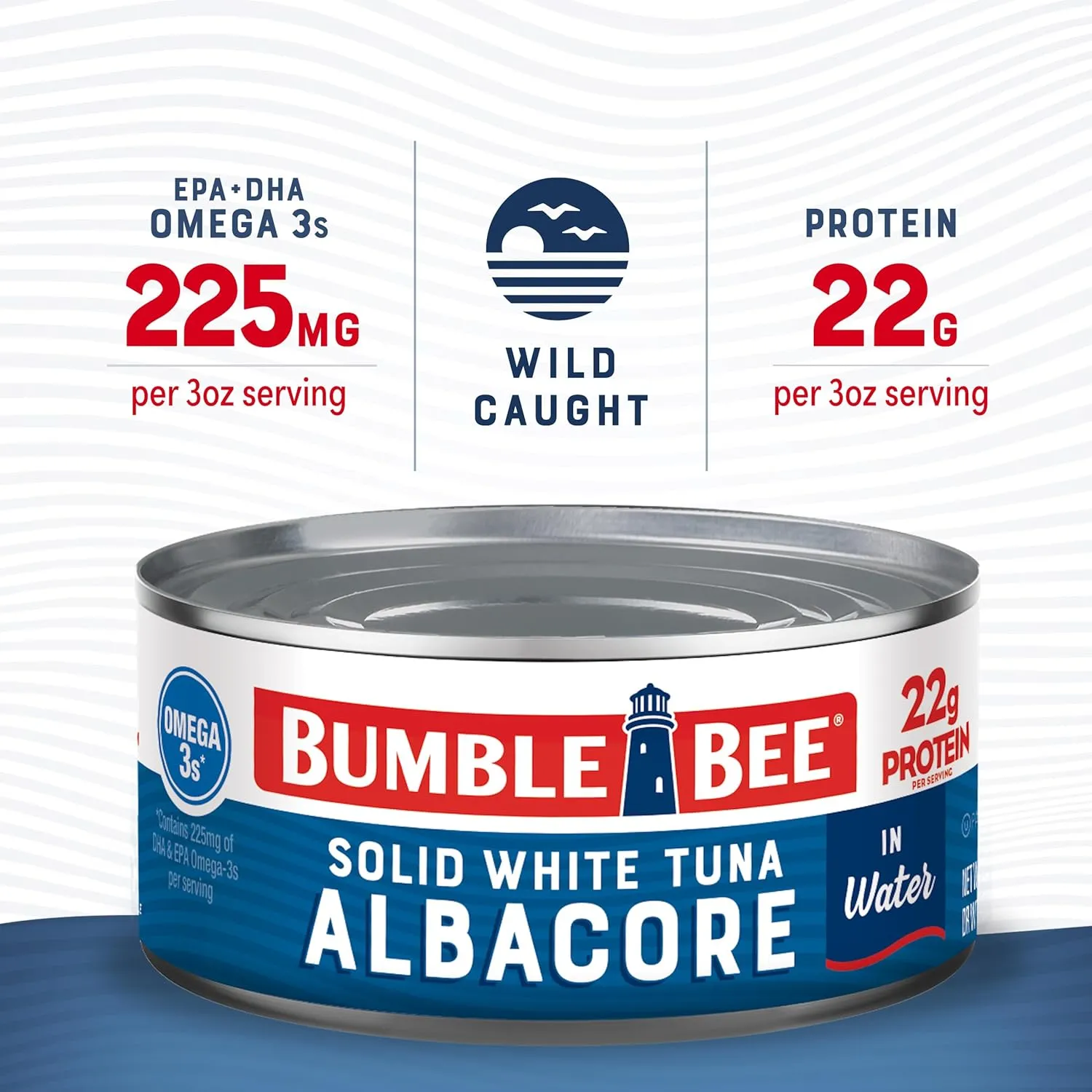 Bumble Bee Solid White Albacore Tuna in Water, 12 oz Can (Pack of 12) - Wild Caught Tuna - 22g Protein per Serving, High in Omega-3s - Non-GMO Project Verified, Gluten Free, Kosher