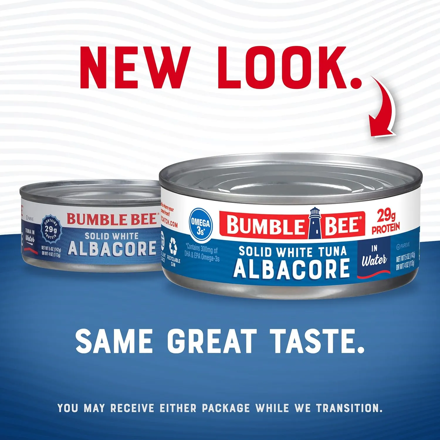 Bumble Bee Solid White Albacore Tuna in Water, 5 oz Can (Pack of 24) - Wild Caught Tuna - 29g Protein per Serving, High in Omega-3s - Non-GMO Project Verified, Gluten Free, Kosher