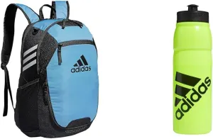 Bundle of adidas Stadium 3 Sports Backpack, Team Light Blue, One Size   adidas 750 Ml (28 Oz) Stadium Refillable Plastic Sport Water Bottle, Signal Green/Black, One Size