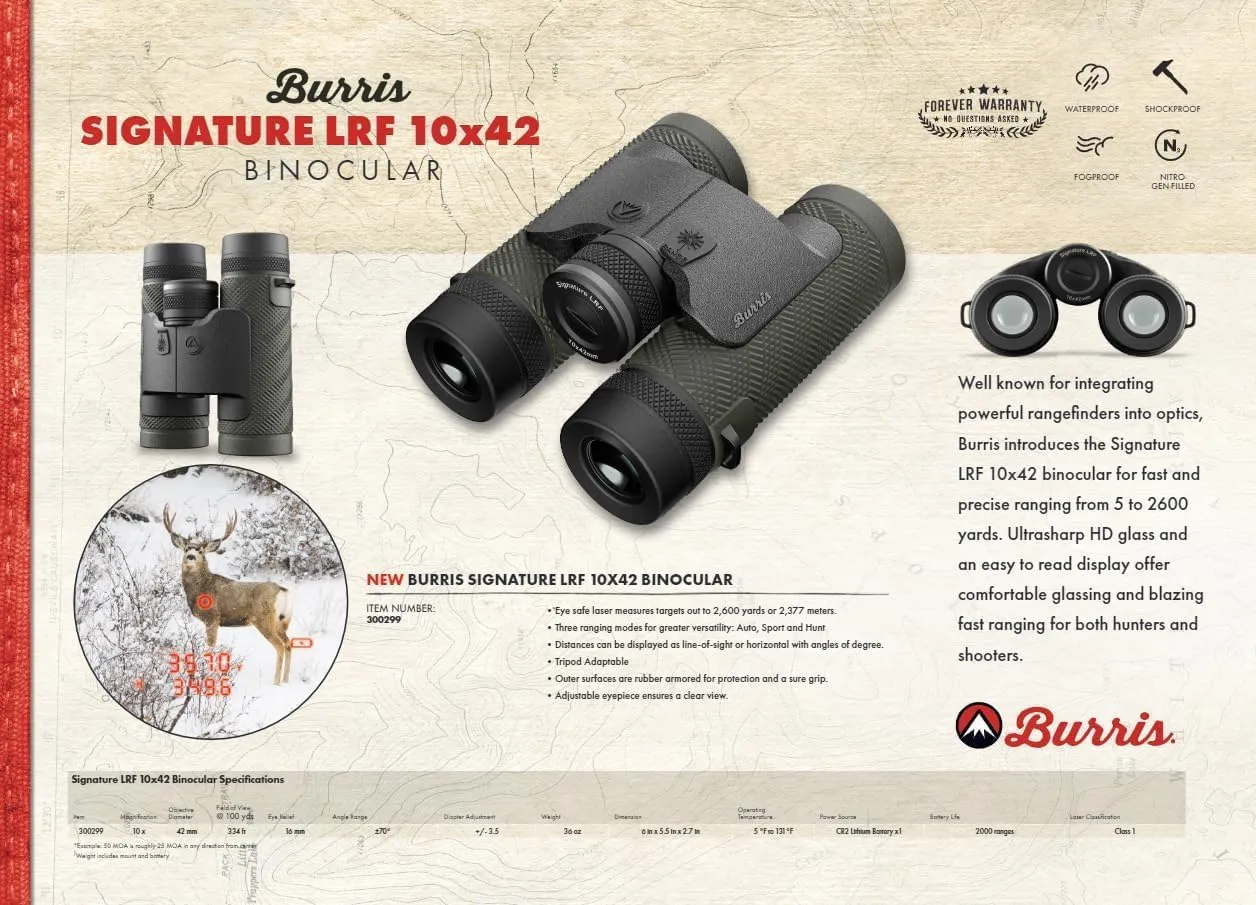 Burris Optics 10x42 Signature HD Laser Rangefinding Binoculars for Hunting, Shooting, Birdwatching and More.