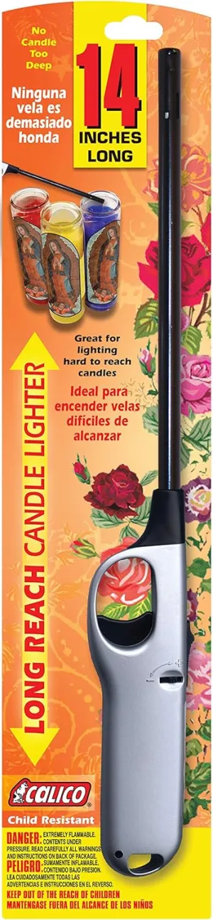calico 2 Pack Combo Hot Shot Xtra Long and Standard Wind Resistant Lighter Safe for Camping/Grilling/Home, Adjustable Flame