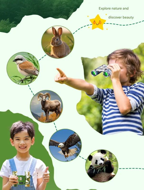 Camouflage color Mini Pocket Binoculars - 8x21 High Power Colorful Binoculars for Kids