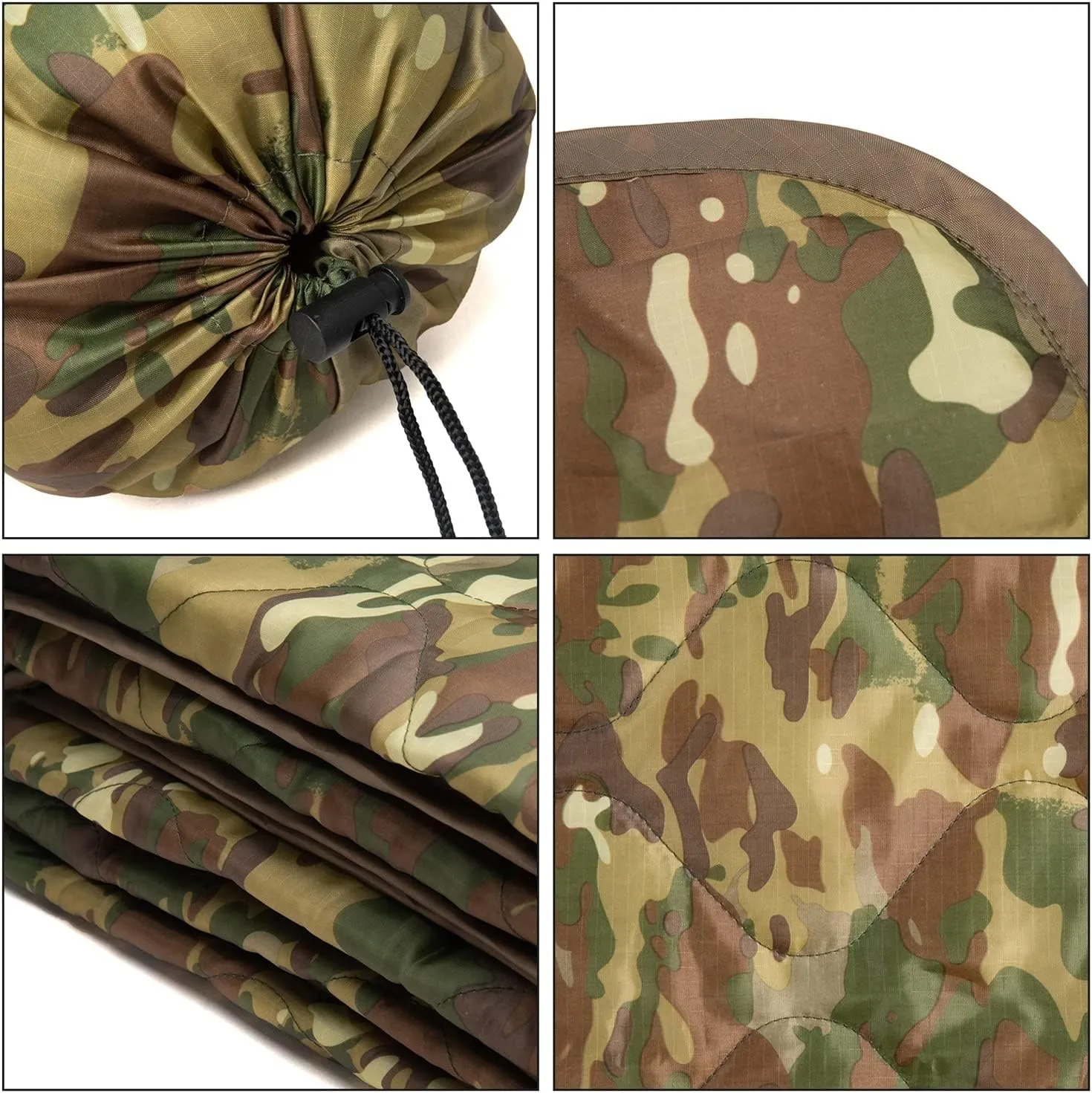 Camouflage Quilt Camping Blanket Beach Hiking Tourist Mattress Pad Portable Travel Picnic Mat Ground Sheet Sleep Cover (Color : BDU, Size : A)