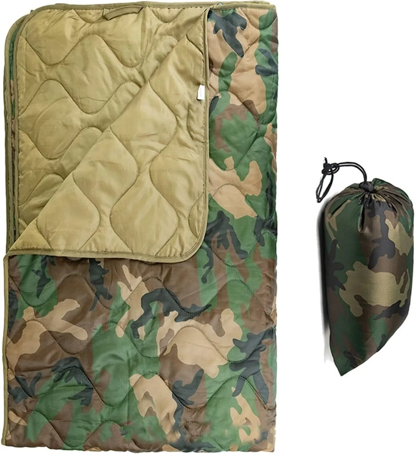 Camouflage Quilt Camping Blanket Beach Hiking Tourist Mattress Pad Portable Travel Picnic Mat Ground Sheet Sleep Cover (Color : BDU, Size : A)