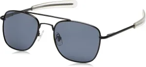 CampCo Humvee Pilot Sunglasses - Polarized Aviator Sunglasses Bayonette, 57mm, Black Frame, Gray Polarized Lens