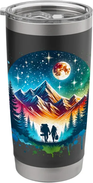 Camping Couple Adventure Forest Mountain Hiking Camping Camp Stainless Steel Insulated Tumbler