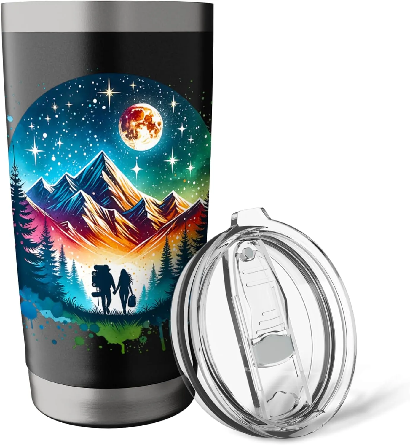 Camping Couple Adventure Forest Mountain Hiking Camping Camp Stainless Steel Insulated Tumbler
