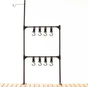 Camping Hanging Rack Camping Lamp Stand Holder Folding Camping Cookware Shelf with Hooks for Camping Fishing Picnics BBQ