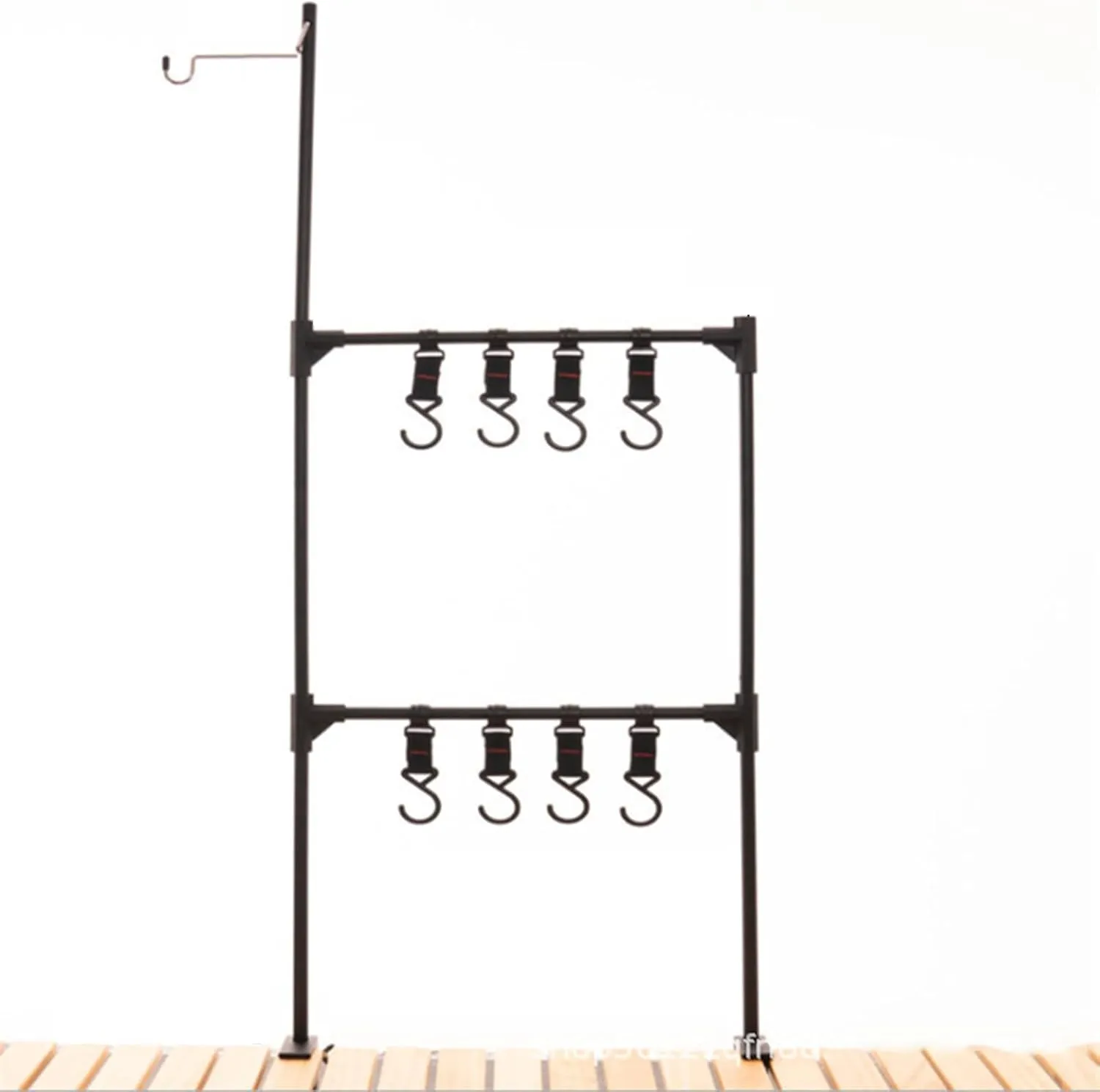 Camping Hanging Rack Camping Lamp Stand Holder Folding Camping Cookware Shelf with Hooks for Camping Fishing Picnics BBQ