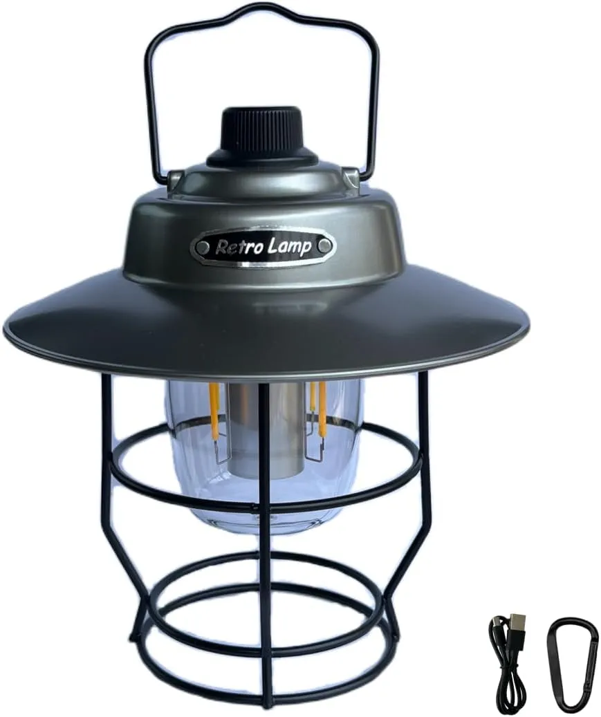 Camping Lights Camping Essentials IPX4 Waterproof Rating Three Lighting Modes Suitable for Camping, Yard and Hiking can Charge Various Electronic devices-1pack (Tranquil Gray)