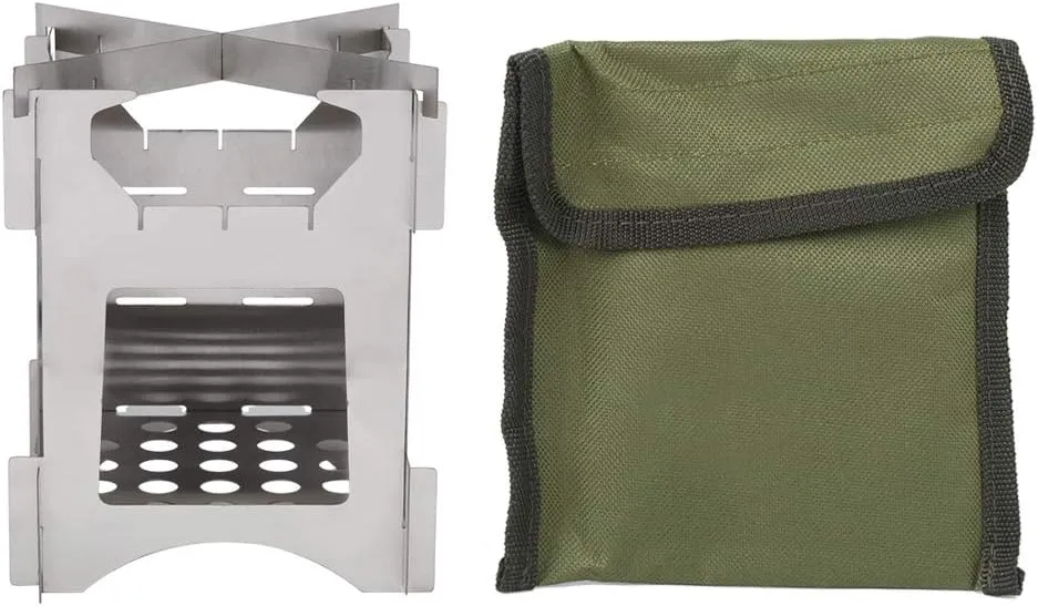Camping Wood Stove, Convinient Stainless Steel Folding Wood Stove Mini Lightweight for Hiking and Picnic for Backpacking