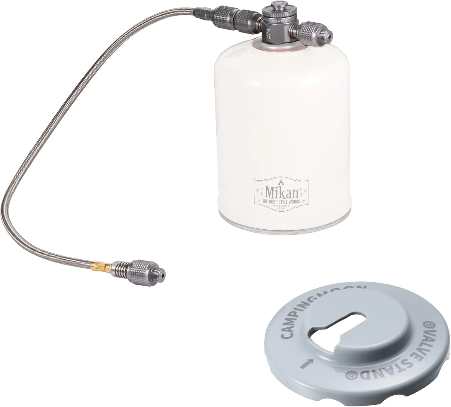 CAMPINGMOON 3 Outlet Camping Stove Adapter for EN417 Lindal Valve Canister Device with 21.65-inch Gas Hose Z31 Z16