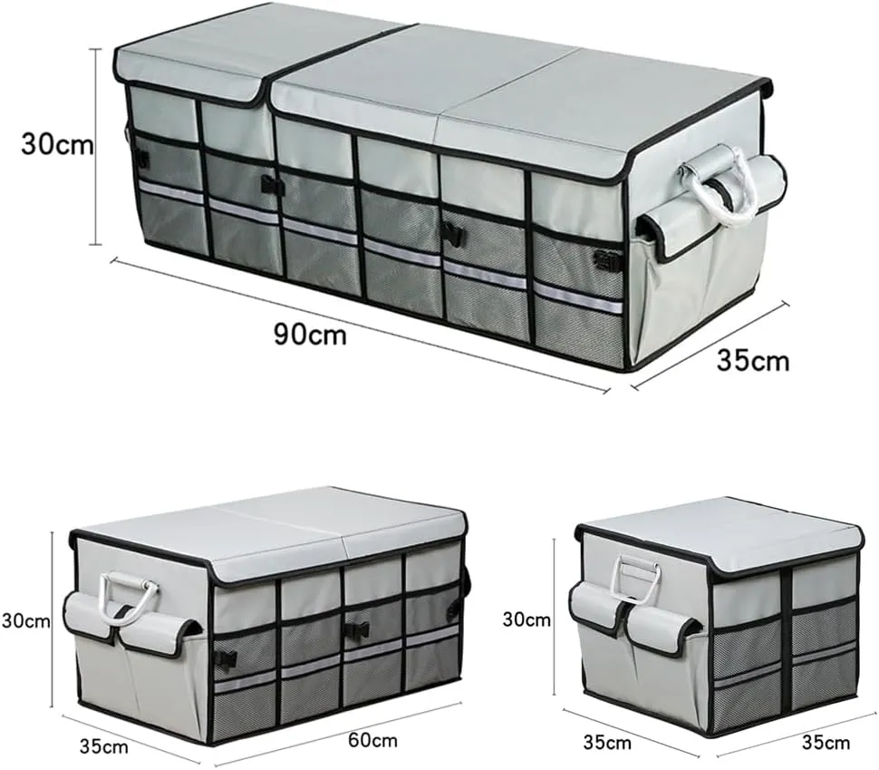 Car Boot Organiser for Mercury Grand Marquis/Marquis/Monarch/Montclair/Montego, Durable Car Boot Tidy Collapsible Easy to Use,B Grey-C Large