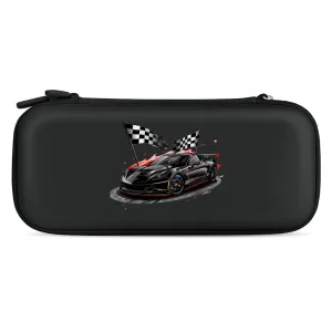 Car Racing Automobile Sport Racer Checkered Flag EVA Carrying Case Compatible for Switch Hard Shell Cute Protective Game Bag Black-style