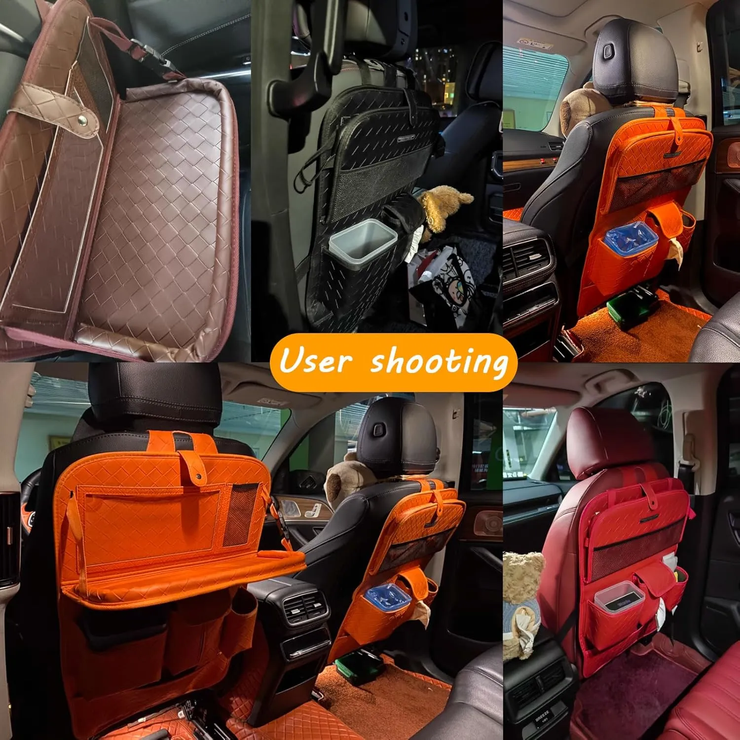 Car Rear Seat Back Storage Bag for Ford Focus 2016-2023,Storage Pockets with Foldable Tray Protectorsm,Kick Mats Travel Accessories,1pc-C