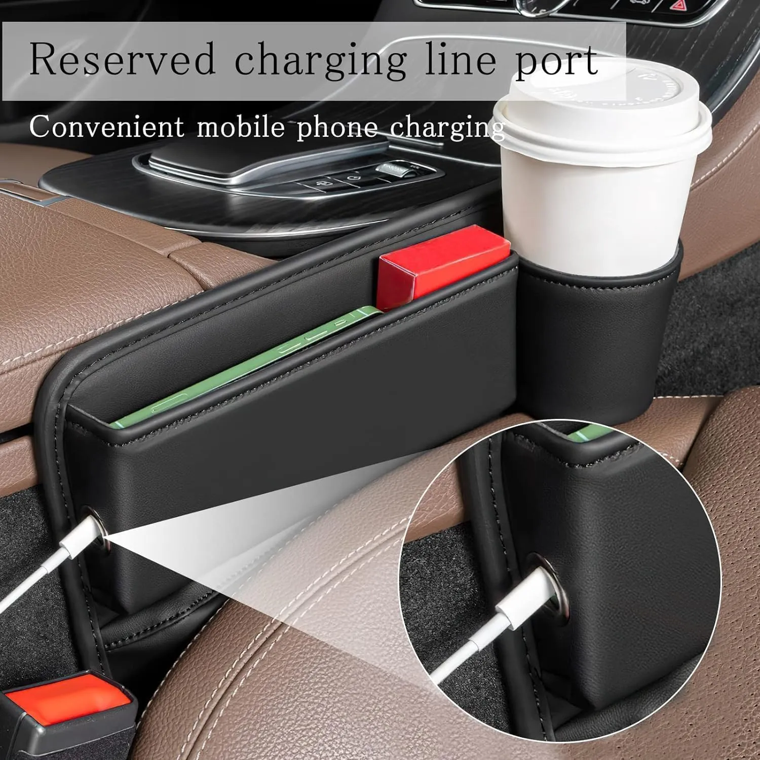 Car Seat Gap Filler Organizer for MG MG5 EV 2020 2021 2022, Car Gap Filler Car Seat Storage Box Seat Gap Storage Box Car Accessories,Red