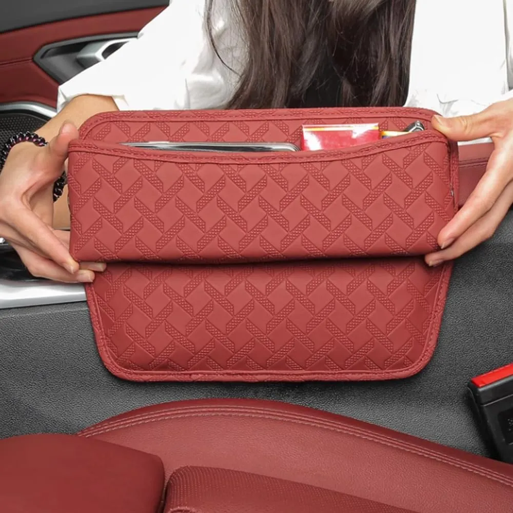 Car Seat Storage Box for Mercury Colony Park/Comet/Cougar/Custom/Eight/Monterey, Premium Leather Car Storage Box Car Tidy Essentials with USB Charging Hole,C Orange