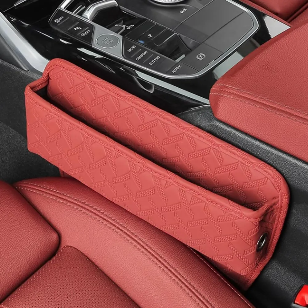 Car Seat Storage Box for Mercury Colony Park/Comet/Cougar/Custom/Eight/Monterey, Premium Leather Car Storage Box Car Tidy Essentials with USB Charging Hole,C Orange