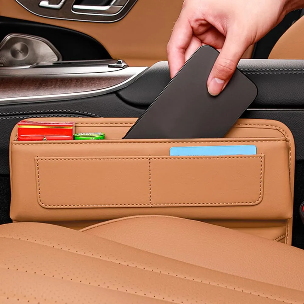 Car Seat Storage Box for Mercury Grand Marquis/Marquis/Monarch/Montclair/Montego, Car Console Side Pocket with USB Charging Hole Car Interior Accessories,C Coffee