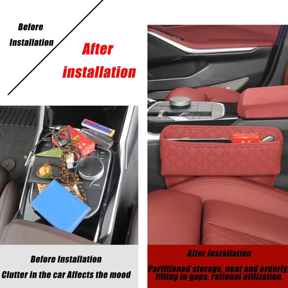 Car Seat Storage Box for Subaru Ascent/BRZ/Chiffon/Crosstrek/Forester/Impreza, Premium Leather Car Storage Box Car Tidy Essentials with USB Charging Hole,C Orange