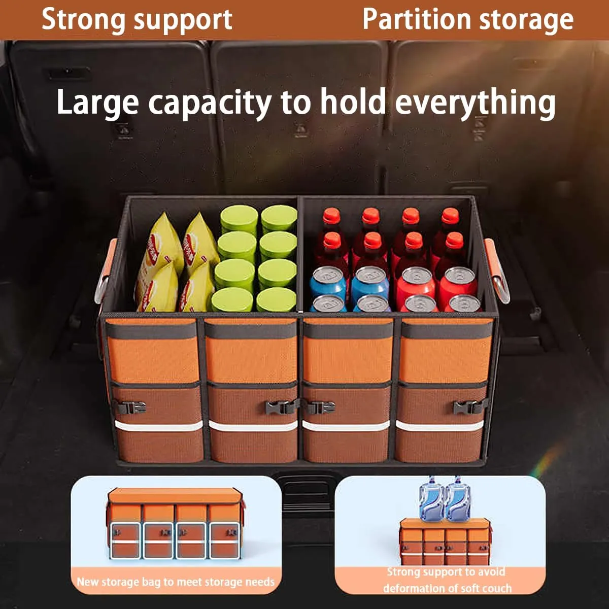 Car Trunk Storage Box for Chevrolet Statesman Veritas Rezzo Equinox G2X Trailblazer Car Boot Organiser Storage Car Boot Organiser with Foldable Cover,D-35x35x30cm