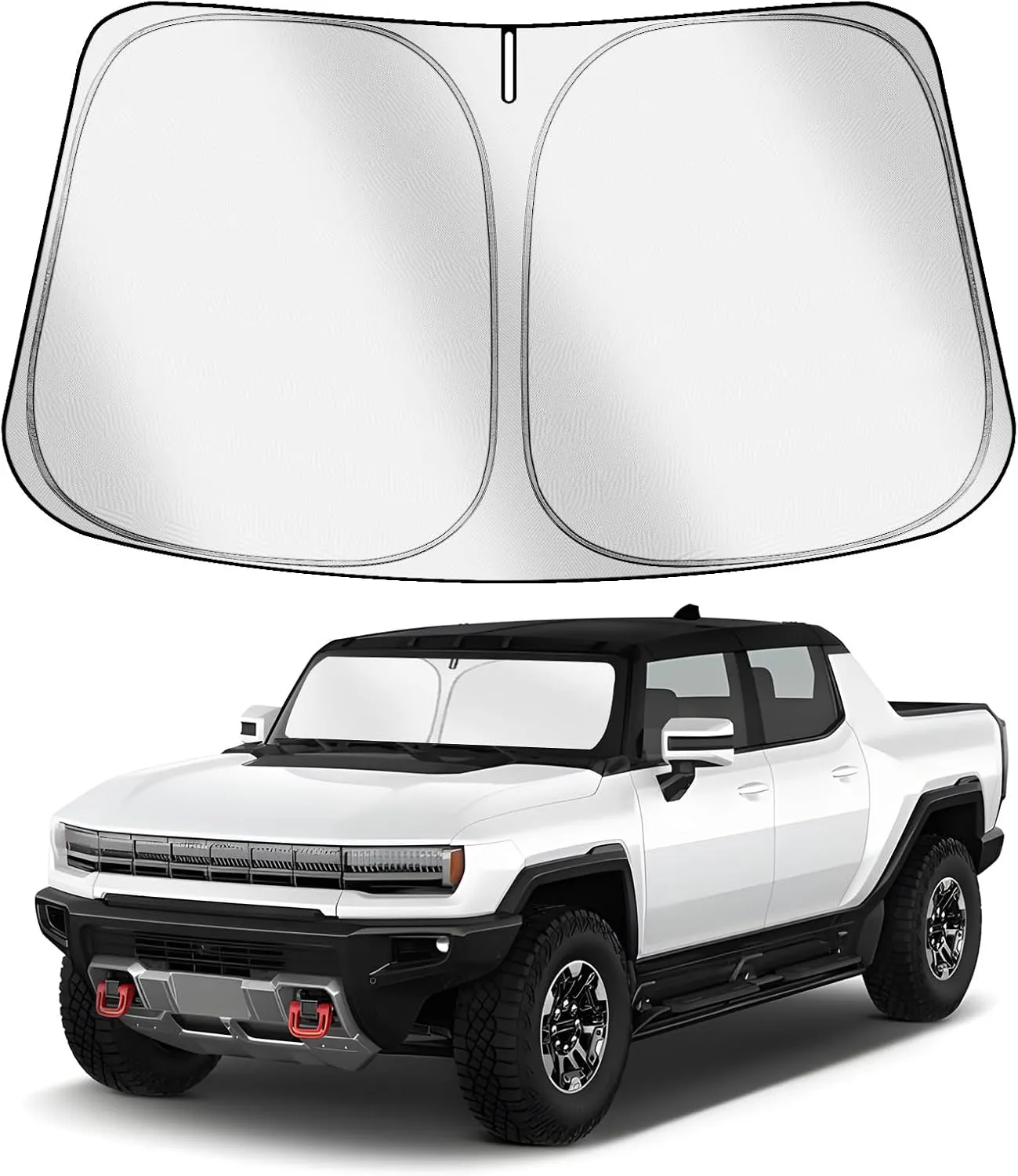 Car Windshield Sun Shade Compatible with GMC Hummer EV 2022-2025 Accessories, Foldable Window Sunshade Block UV Rays and Sun Heat