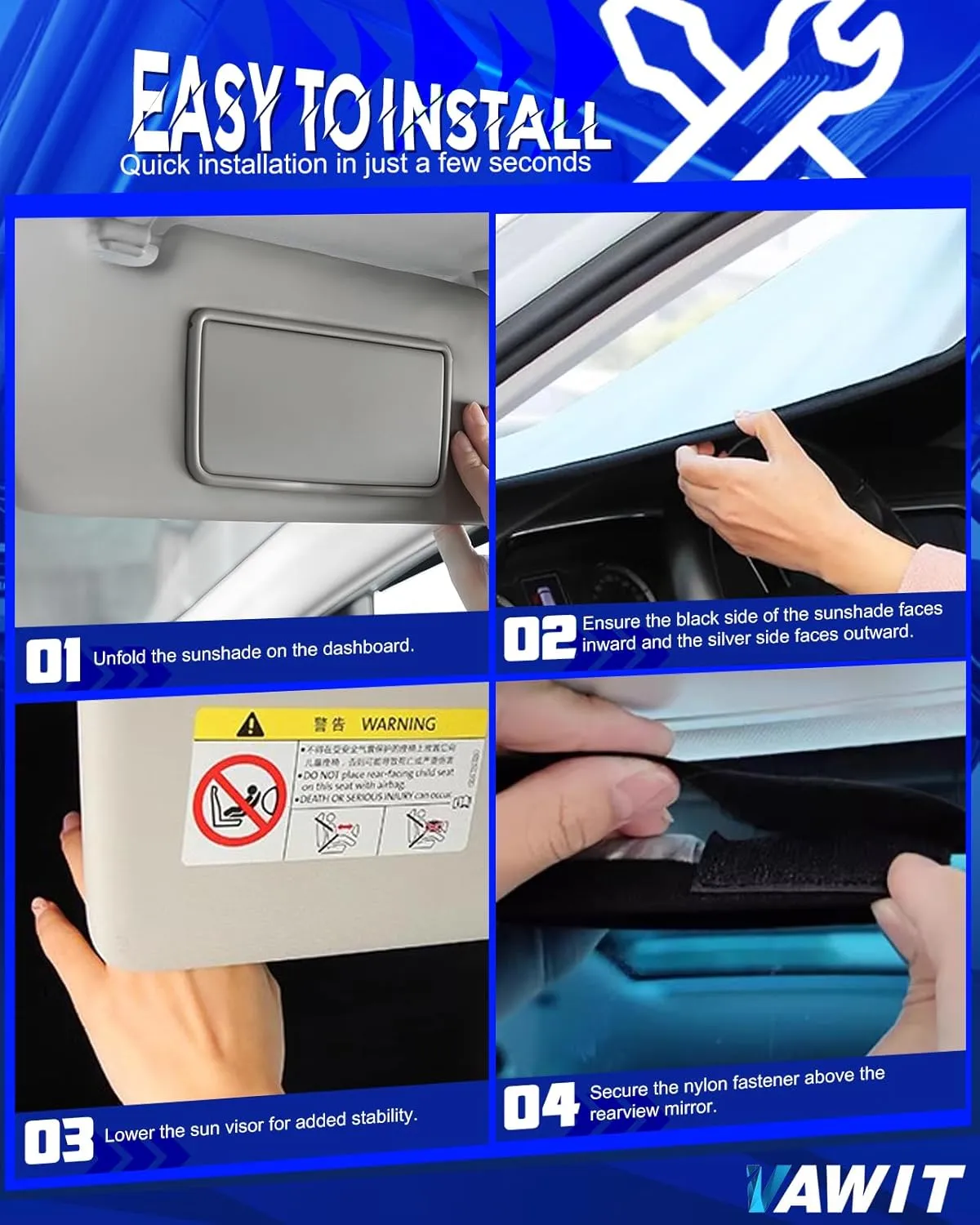 Car Windshield Sun Shade Compatible with GMC Hummer EV 2022-2025 Accessories, Foldable Window Sunshade Block UV Rays and Sun Heat