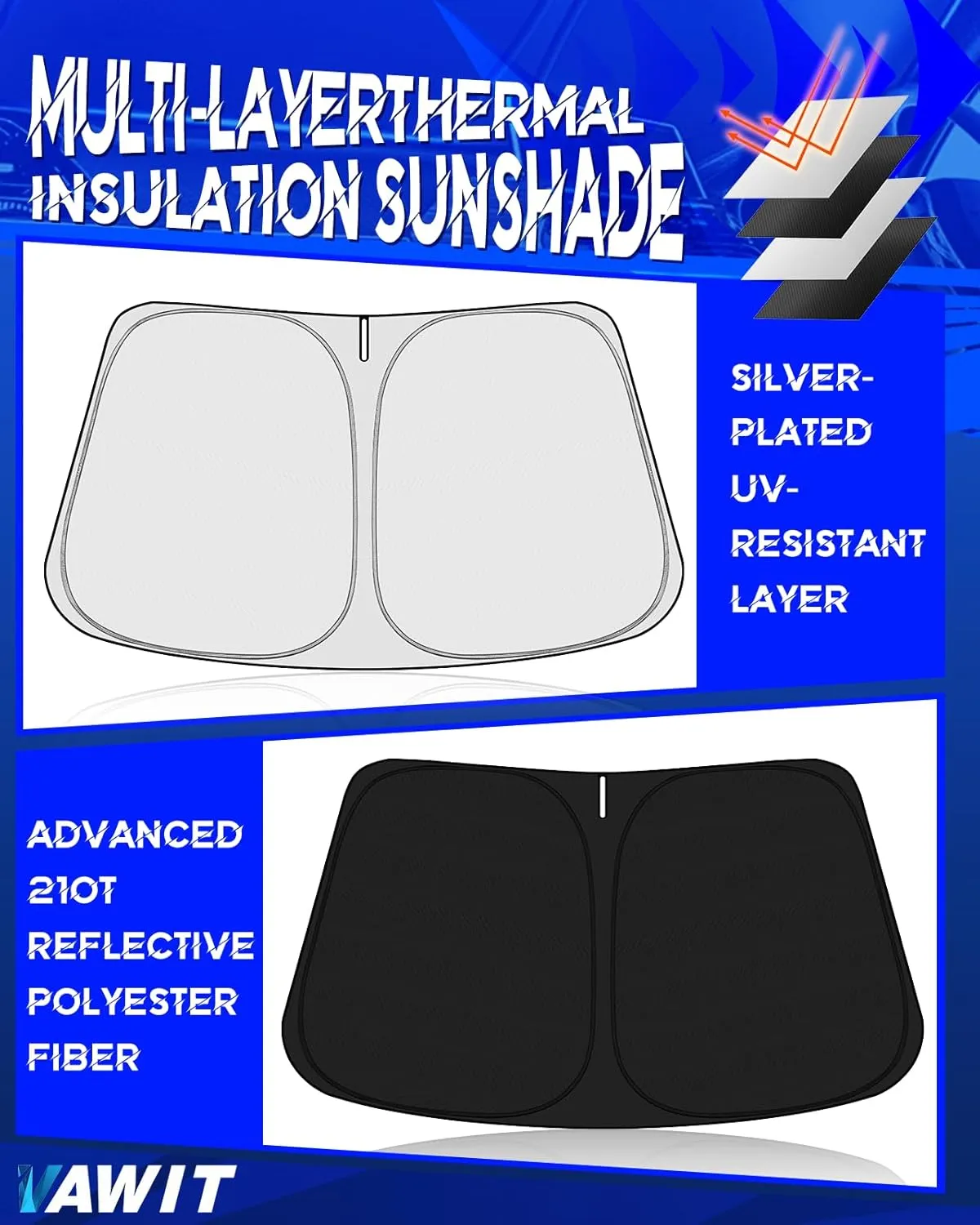 Car Windshield Sun Shade Compatible with GMC Hummer EV 2022-2025 Accessories, Foldable Window Sunshade Block UV Rays and Sun Heat