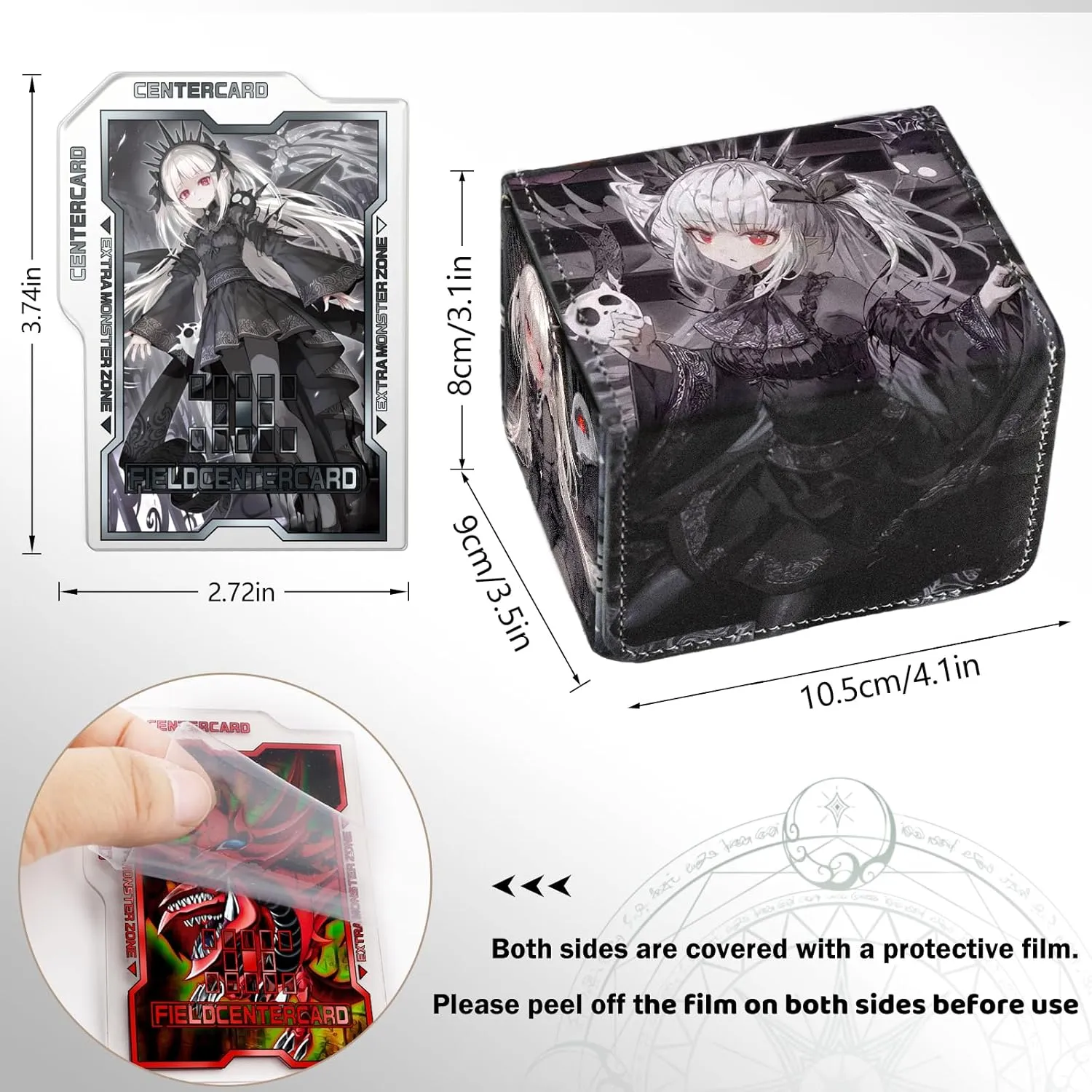 Card Deck Box Fits for YGO MTG,100  Card Storage Box Trading Games PU Leather Storage Premium Deck Case (A-Bao A Qu)