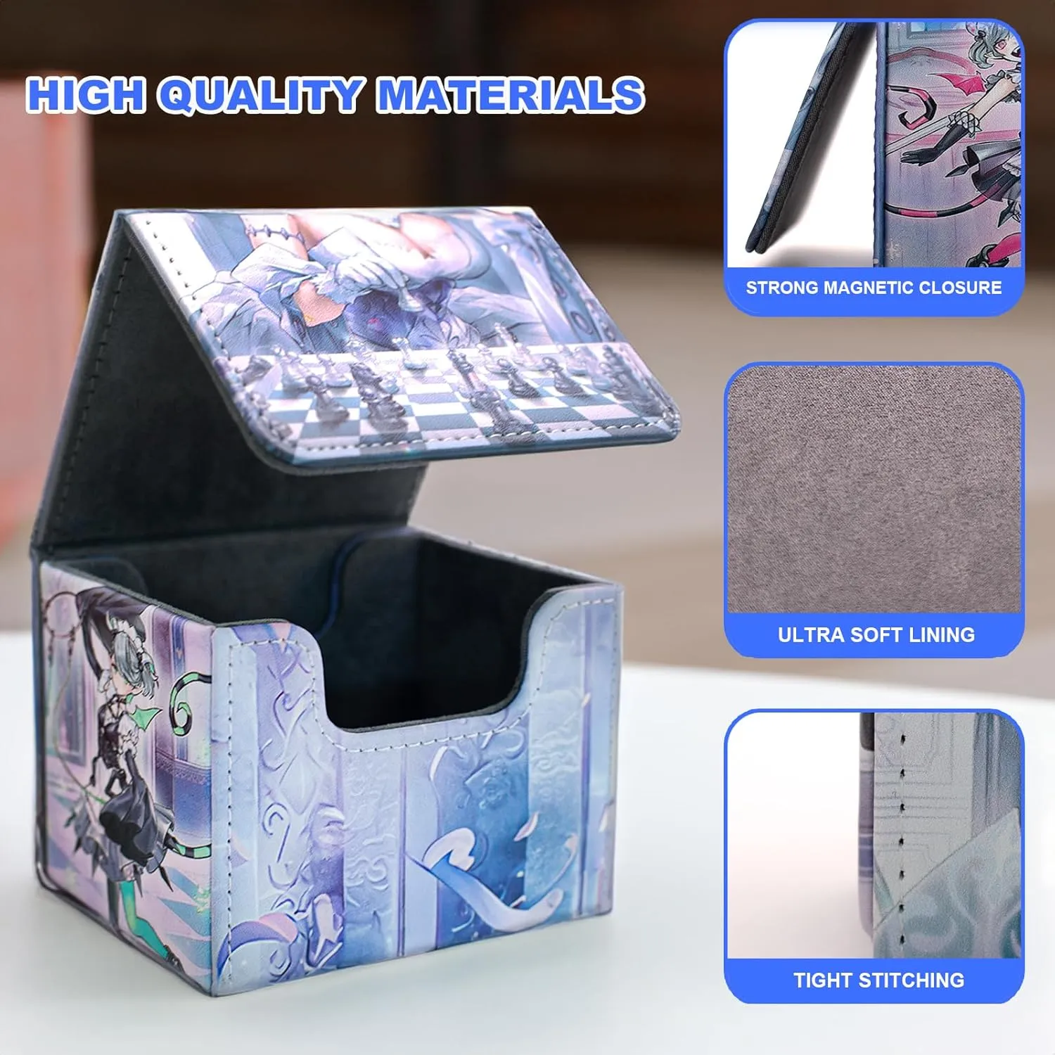 Card Deck Box Fits for YGO MTG,100  Card Storage Box Trading Games PU Leather Storage Premium Deck Case (A-Bao A Qu)