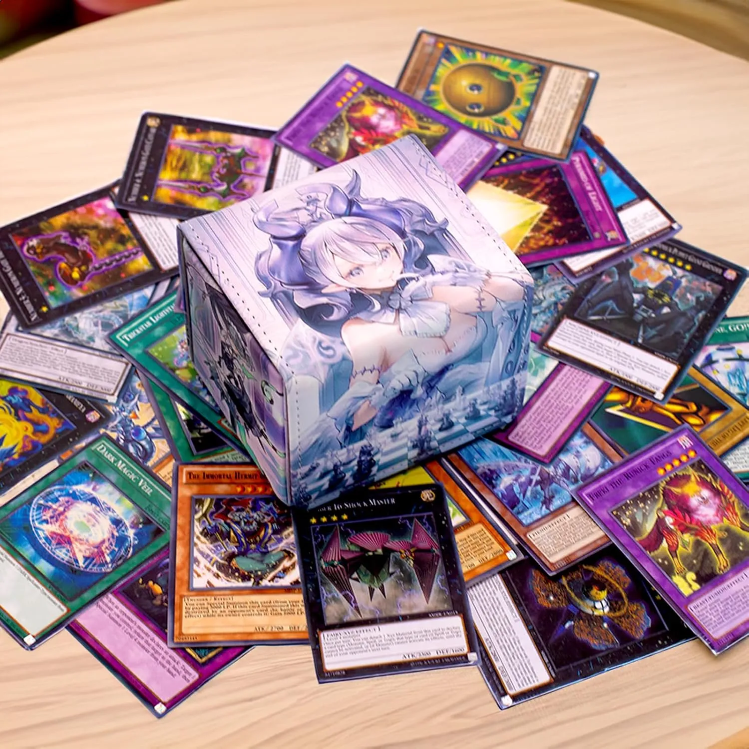 Card Deck Box Fits for YGO MTG,100  Card Storage Box Trading Games PU Leather Storage Premium Deck Case (A-Bao A Qu)
