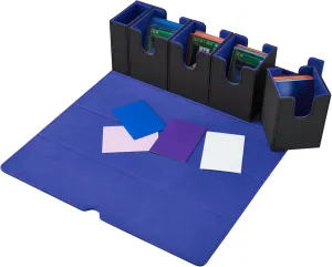 Card Deck Box for MTG, 5 in 1 Commander Deck Box TCG Card Box Deck Box with Dice Tray Holding 400  Unsleeved Cards Magic Commander CCG Sports Card Box (Black and Blue)