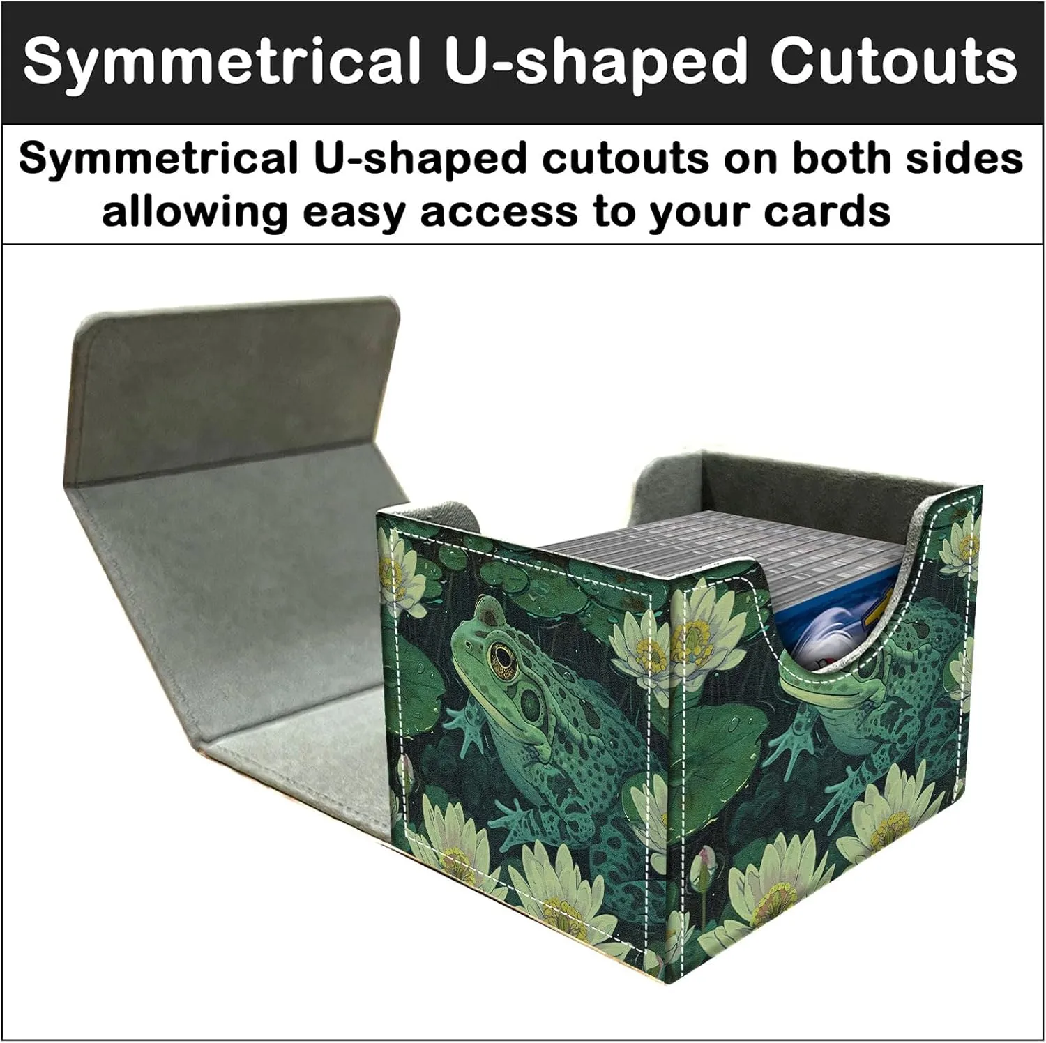 Card Deck Box for MTG Trading Cards with Magnetic Closure,Premium Card Storage Box Case Cover for TCG CCG Magic Cards,Green Frog Lotus