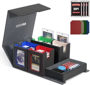 Card Deck Box for MTG with Commander Display, 5 in 1 Trading Card Storage Box Fits 400  Double-sleeved Cards, Removable Deck Case for TCG/Sports Cards with Dice Tray, 4 Magnetic Card Holders(Colorful)