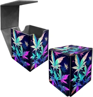 Card Deck Box Trading Cards with Strong Magnet Colorful Leaves Theme Commander Storage Magic Premium Card Case for TCG CCG Magic Cards