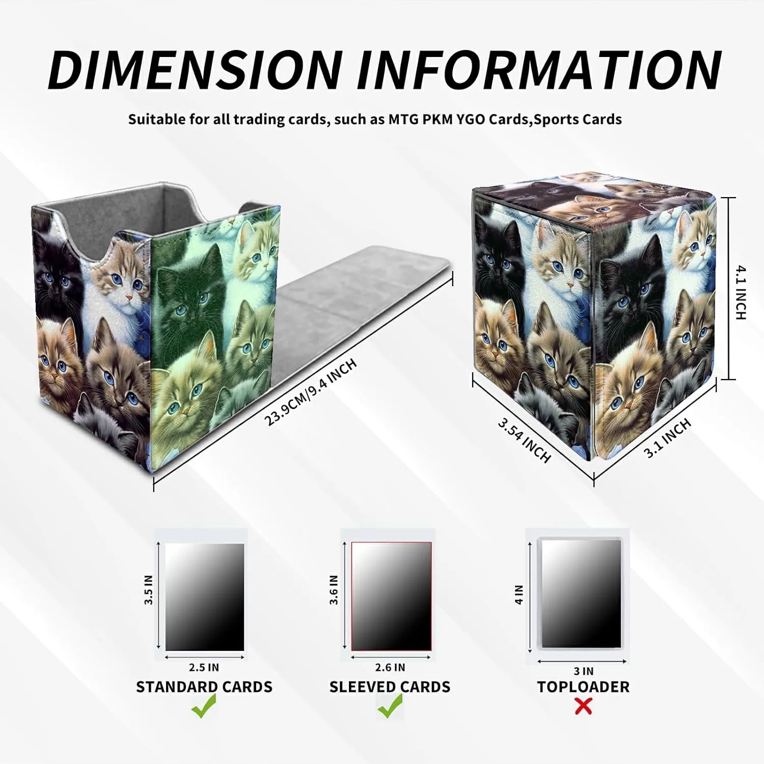 Card Deck Box Trading Cards with Strong Magnet Cute Cat Theme Commander Storage Magic Premium Card Case for TCG CCG Magic Cards