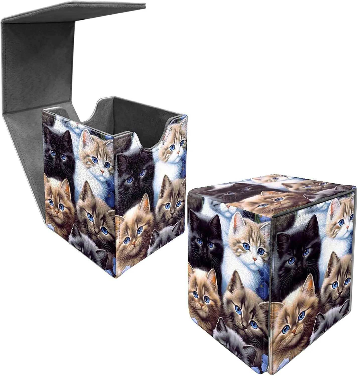 Card Deck Box Trading Cards with Strong Magnet Cute Cat Theme Commander Storage Magic Premium Card Case for TCG CCG Magic Cards