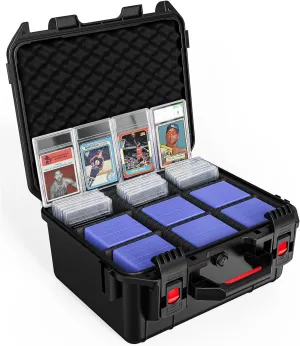 Card Storage Box for Graded Sports Cards – Waterproof Protective Case for PSA, CGC, BGS Slabs, Toploaders, and Magnetic Holders, Holds 600  Cards, Ideal for Baseball, Basketball, and Football