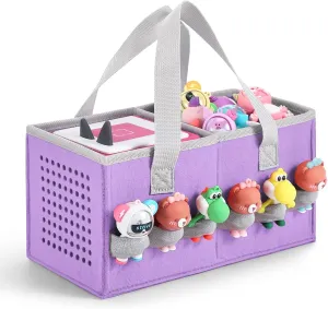 Carrying Case for Toniebox Starter Set and Tonies Figurines, Felt Organizer Travel Bag with Strap for Tonies Box, Travel Cloth Musical Toy Folding Bag for Toniebox Accessories